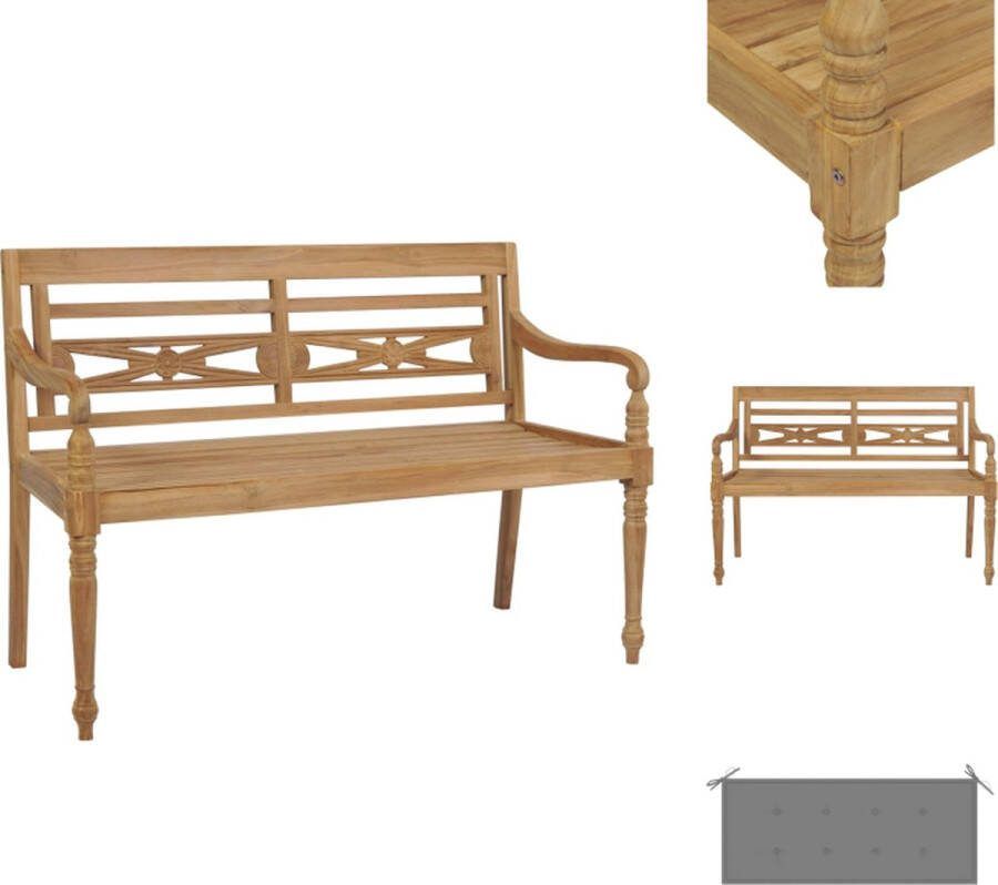 VidaXL Batavia Tuinbank Teakhout 120 x 51.5 x 84 cm Weerbestendig Tuinbank