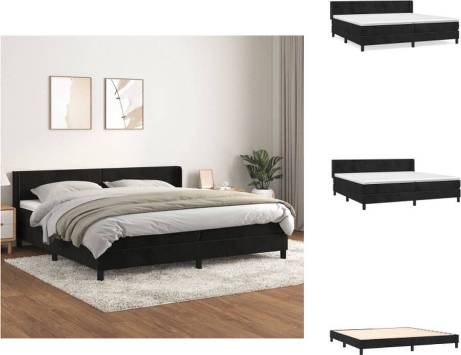 VidaXL Bed Fluweel Bed met Pocketvering Matras en Topmatras 203 x 203 x 78 88 cm Zwart Bed