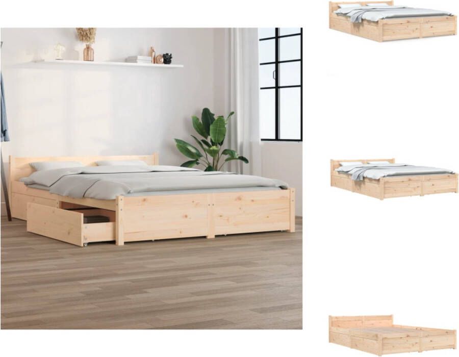 VidaXL Bed Grenenhout Klassiek 205.5x125.5x51 cm Inclusief bedlades Bed