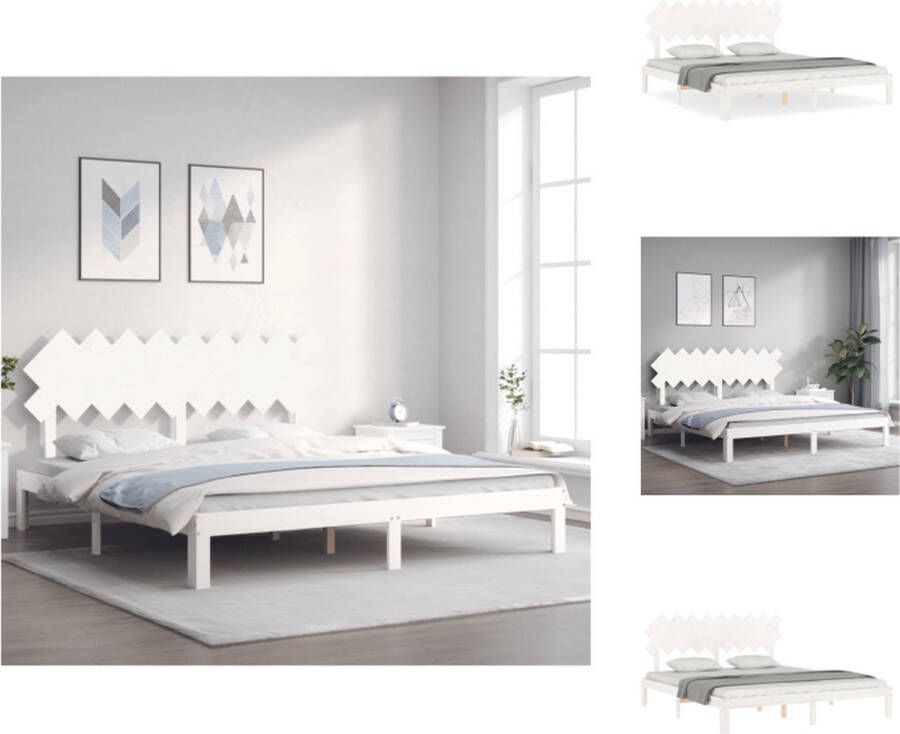 VidaXL Bed Grenenhout Wit 203.5 x 183.5 x 80.5 cm Multiplex lattenbodem Bed