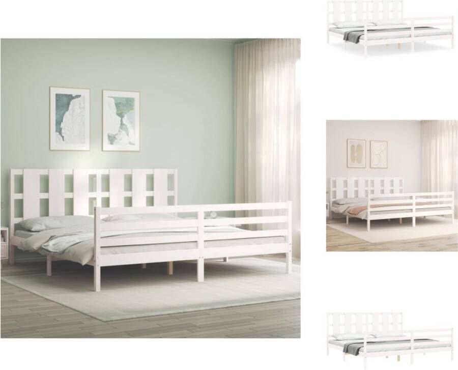 VidaXL Bed Grenenhout Wit 205.5 x 205.5 x 100 cm Multiplex Lattenbodem Bed