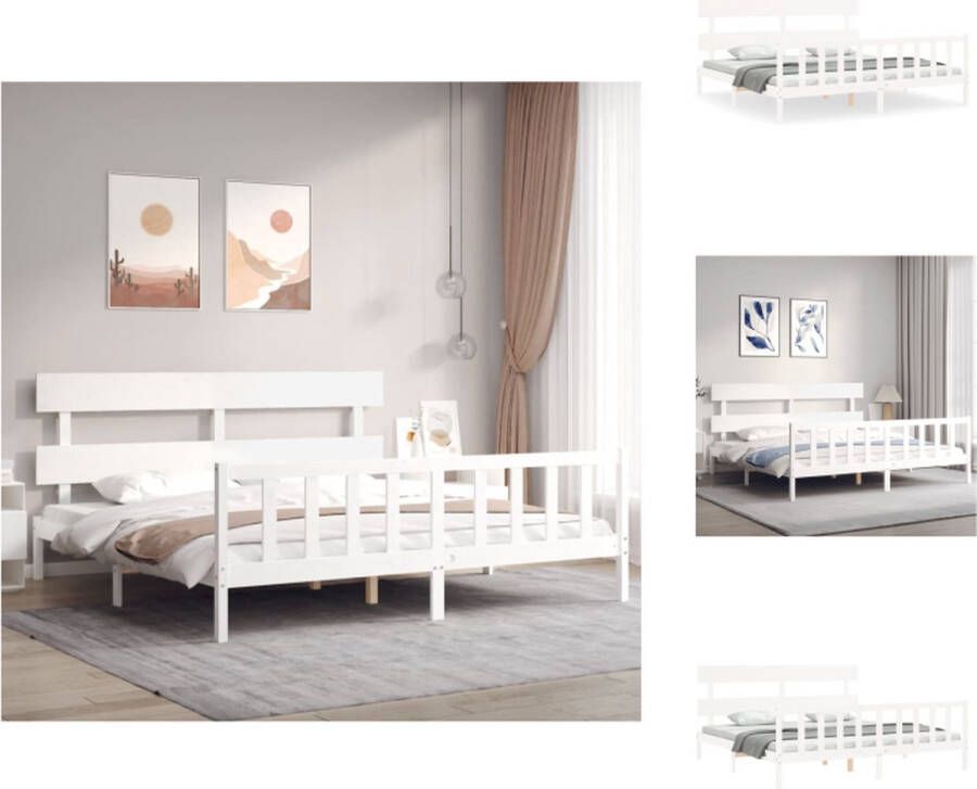 VidaXL Bed Grenenhout Wit 205.5 x 205.5 x 81 cm Multiplex lattenbodem Bed