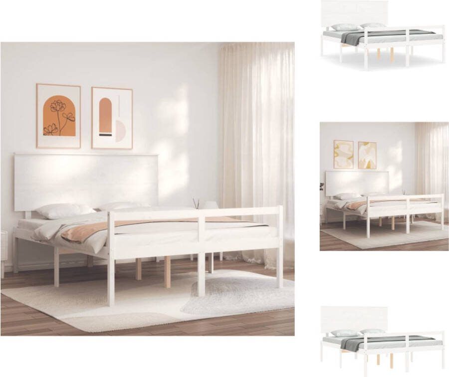 VidaXL Bed Grenenhouten Bedframes 205.5 x 165.5 x 82.5 cm Wit Bed