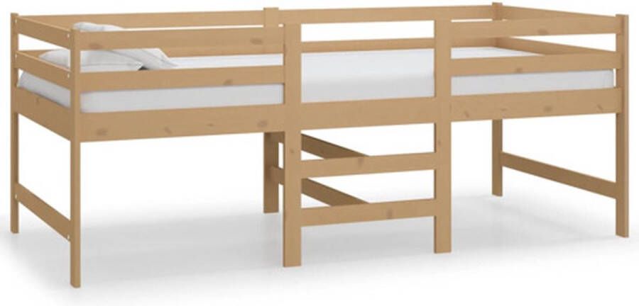 vidaXL Bed halfhoog massief grenenhout honingbruin 90x200 cm