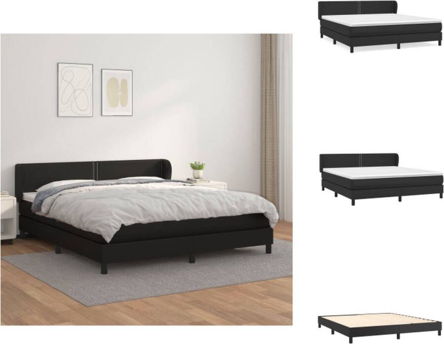 VidaXL Bed Kunstleer Pocketvering Zwart 160 x 200 cm Inclusief matras en topmatras Bed