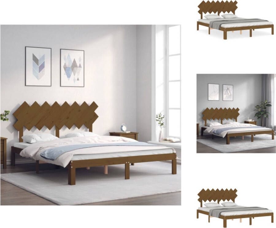 VidaXL Bed Massief grenenhout Multiplex lattenbodem 203.5 x 163.5 x 80.5 cm Honingbruin Bed