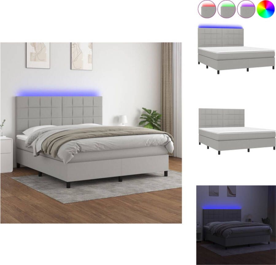 VidaXL Bed Model X Boxspring 180x200 cm Met LED-Verlichting Bed