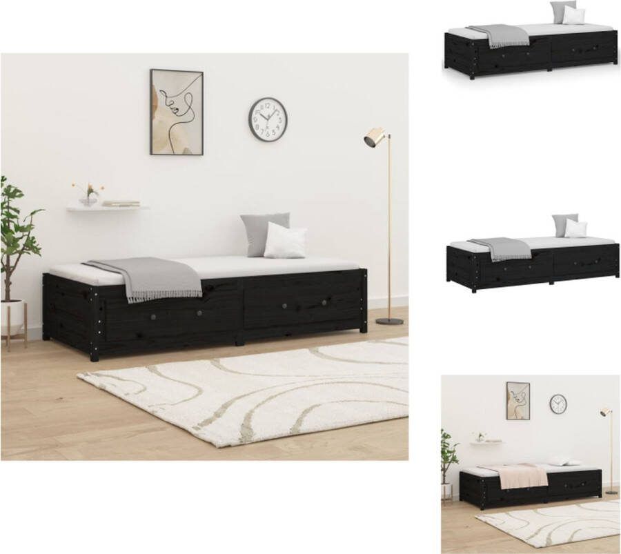 VidaXL Bed Slaapbank Massief grenenhout 205.5 x 85.5 x 44 cm Zwart Bed