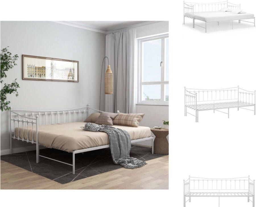 VidaXL Bedbank Sleeper Wit 206x184.5x91.5 cm Geschikt voor 90x200 cm matras Stevige metalen constructie Bed