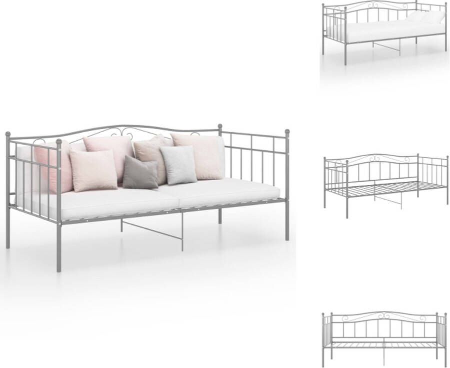 VidaXL Bedbank Trendy Logeerbed Afmetingen- 206.5 x 95 x 89.5 cm Kleur- grijs Materiaal- gepoedercoat metaal Bed