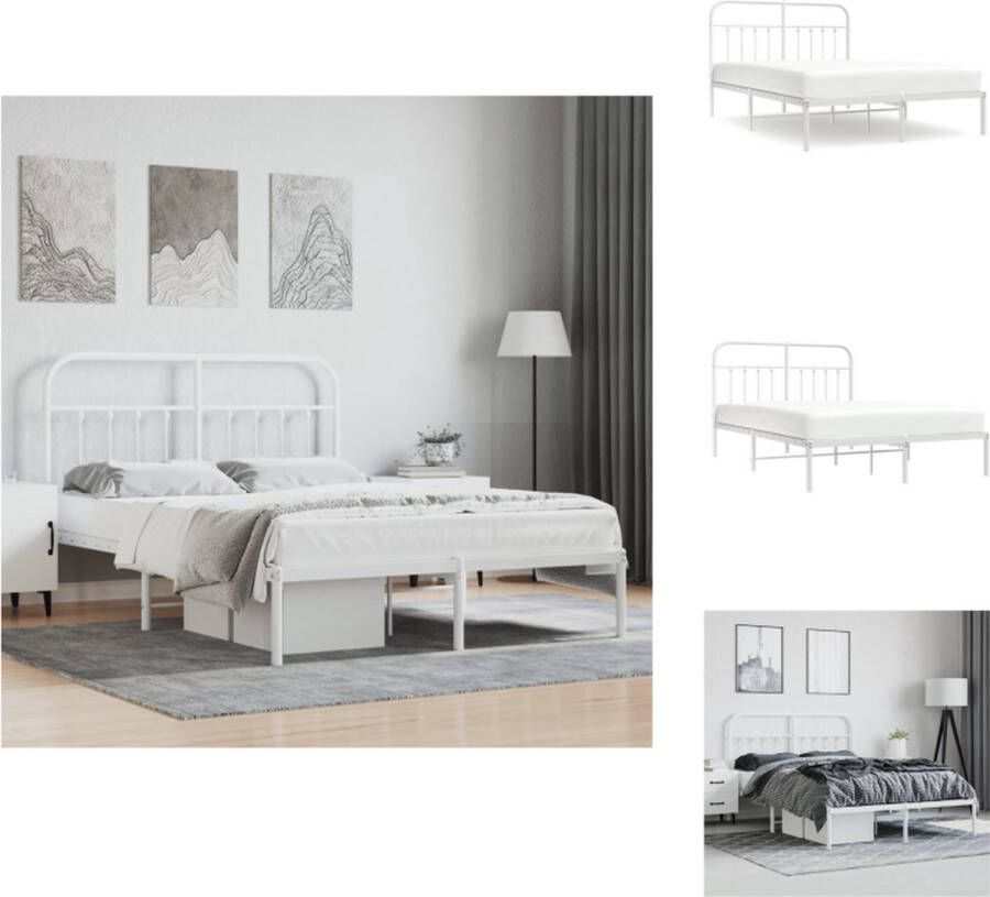 VidaXL Bedframe Basic Staal 207x146x100 cm Wit Bed