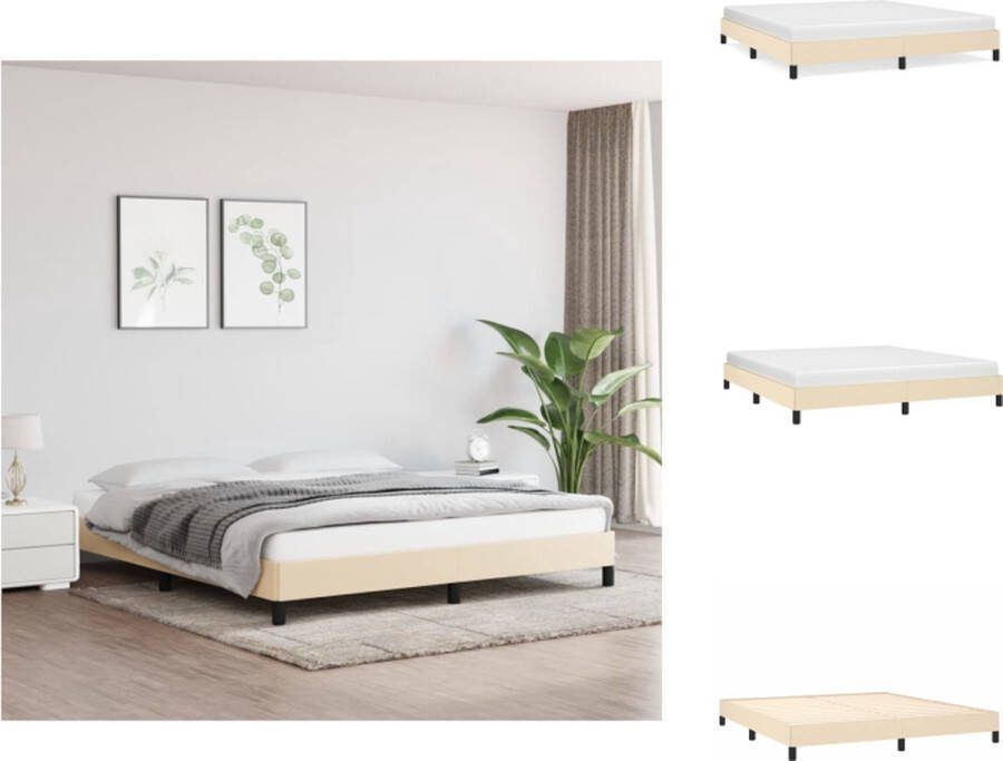 VidaXL Bedframe Bedframes 203 x 183 x 25 cm Crème Stof 100% polyester Bed