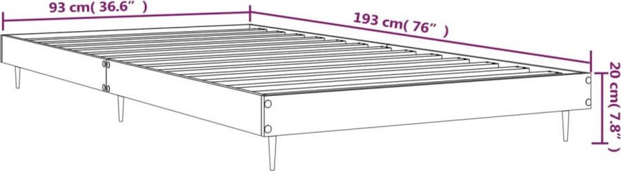 VidaXL -Bedframe-bewerkt-hout-betongrijs-90x190-cm