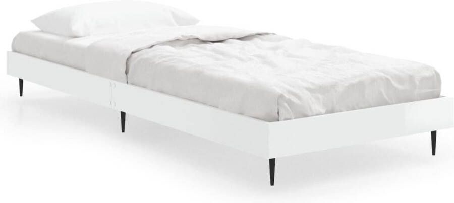 VidaXL -Bedframe-bewerkt-hout-hoogglans-wit-75x190-cm