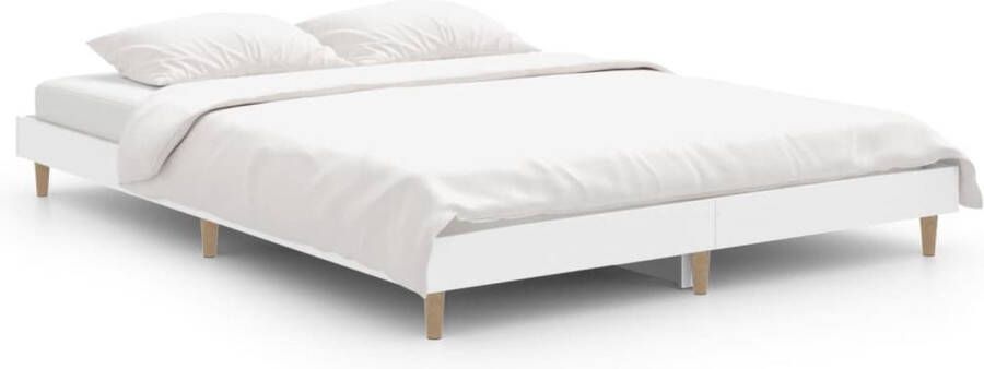 VidaXL -Bedframe-bewerkt-hout-wit-135x190-cm