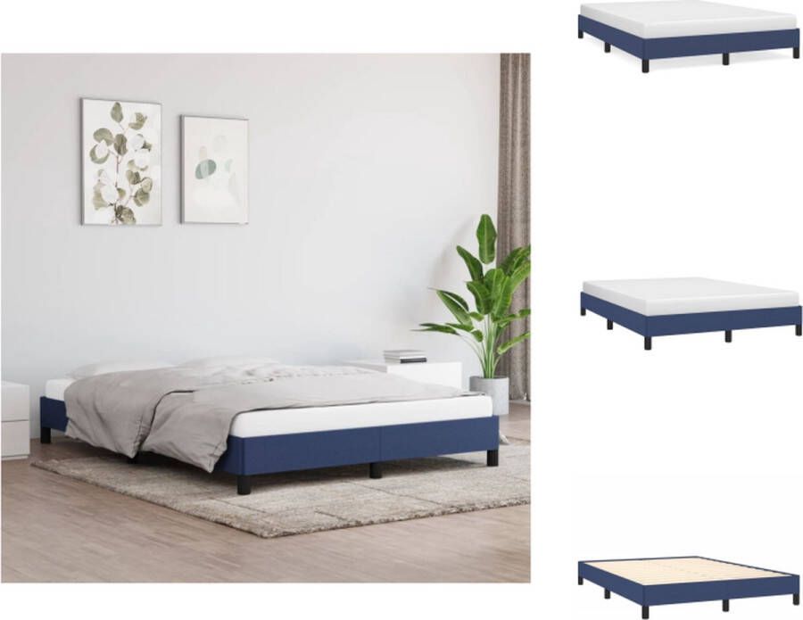 VidaXL Bedframe Blauw 193 x 143 x 25 cm Stof Multiplex Geschikte matras- 140 x 190 cm Bed