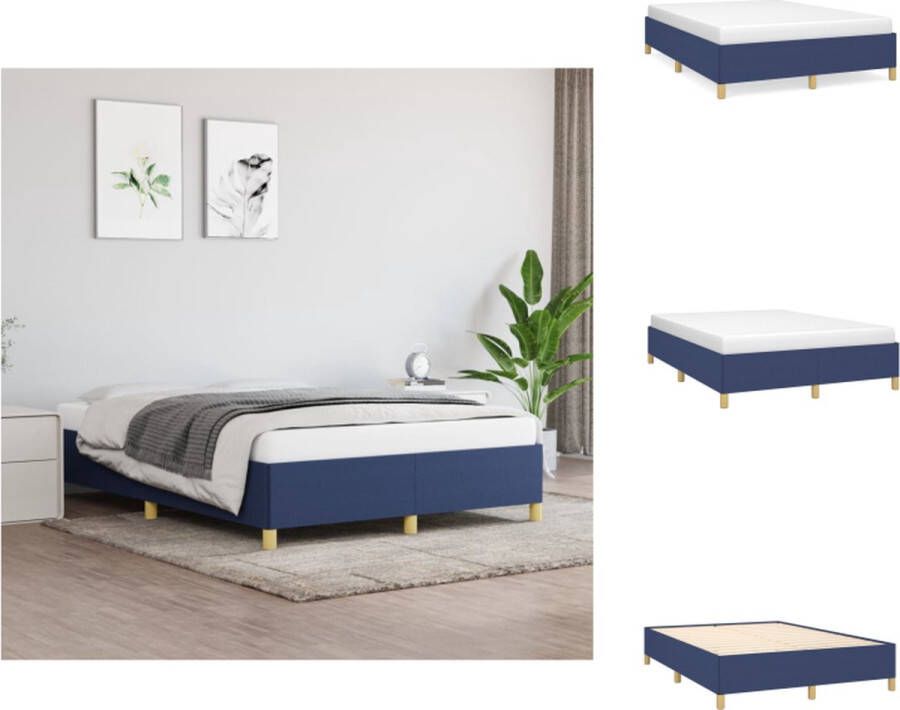 VidaXL Bedframe Blauw 203 x 143 x 35 cm Multiplex lattenbodem Bed
