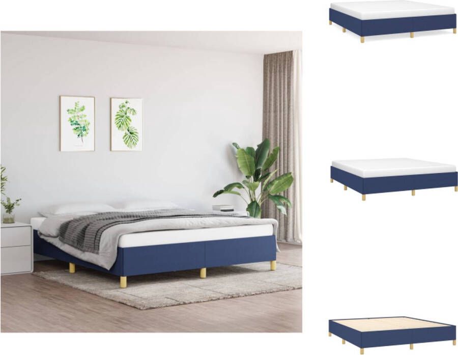 VidaXL Bedframe Blauw 203 x 163 x 35 cm Stof en Multiplex Geschikt voor matras van 160 x 200 cm Bed