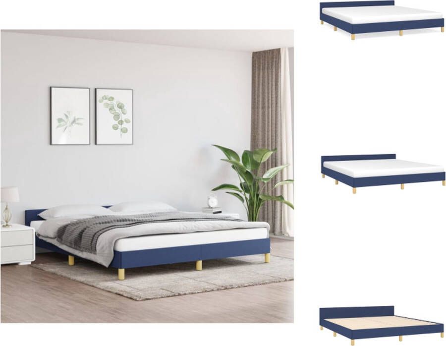 VidaXL Bedframe Blauw 203 x 163 x 50 cm Ademend en duurzaam Met ondersteunende poten en multiplex lattenbodem Bed