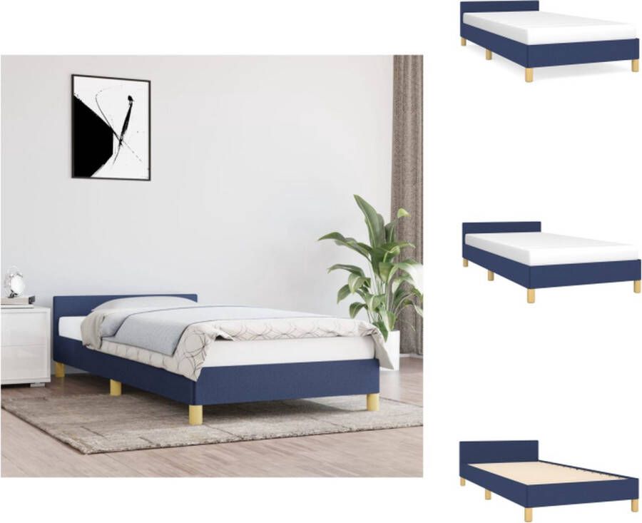 VidaXL Bedframe Blauw 203 x 83 x 50 cm Stof Multiplex Geschikt voor 80 x 200 cm matras Bed