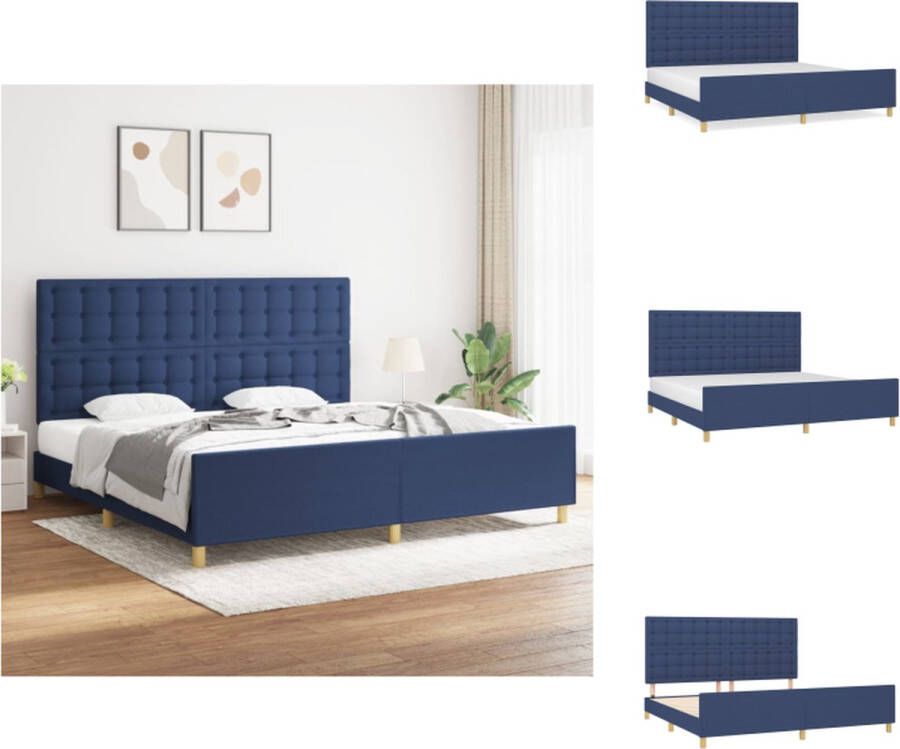 VidaXL Bedframe Blauw Hoofdeind 203 x 206 x 118 128 cm Verstelbaar Bed