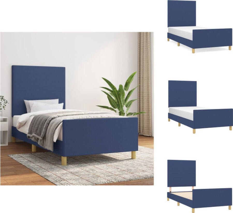 VidaXL Bedframe Blauw Stof 203 x 83 x 118 128 cm Inclusief hoofdeinde Bed