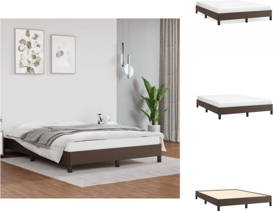 VidaXL Bedframe Bruin Kunstleer 203 x 143 x 25 cm Ondersteunende poten Multiplex lattenbodem Geschikt voor 140 x 200 cm matras (matras niet inbegrepen) Bed