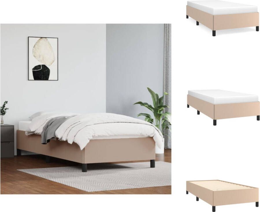 VidaXL Bedframe Cappuccino Kunstleer 203 x 83 x 35 cm Multiplex Lattenbodem Bed