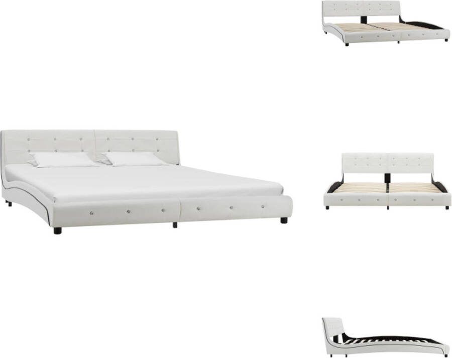 VidaXL Bedframe Classic 180x200 cm Wit IJzer en hout Bed