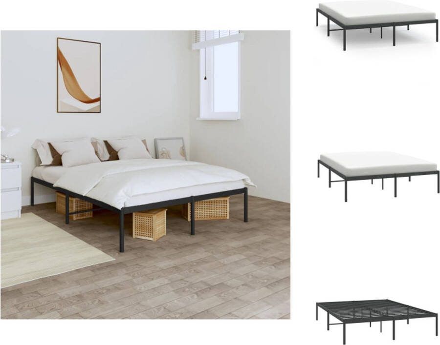 VidaXL Bedframe Classic Metalen 196 x 146 x 31 cm Zwart Geschikt voor 140 x 190 cm Matras Bed