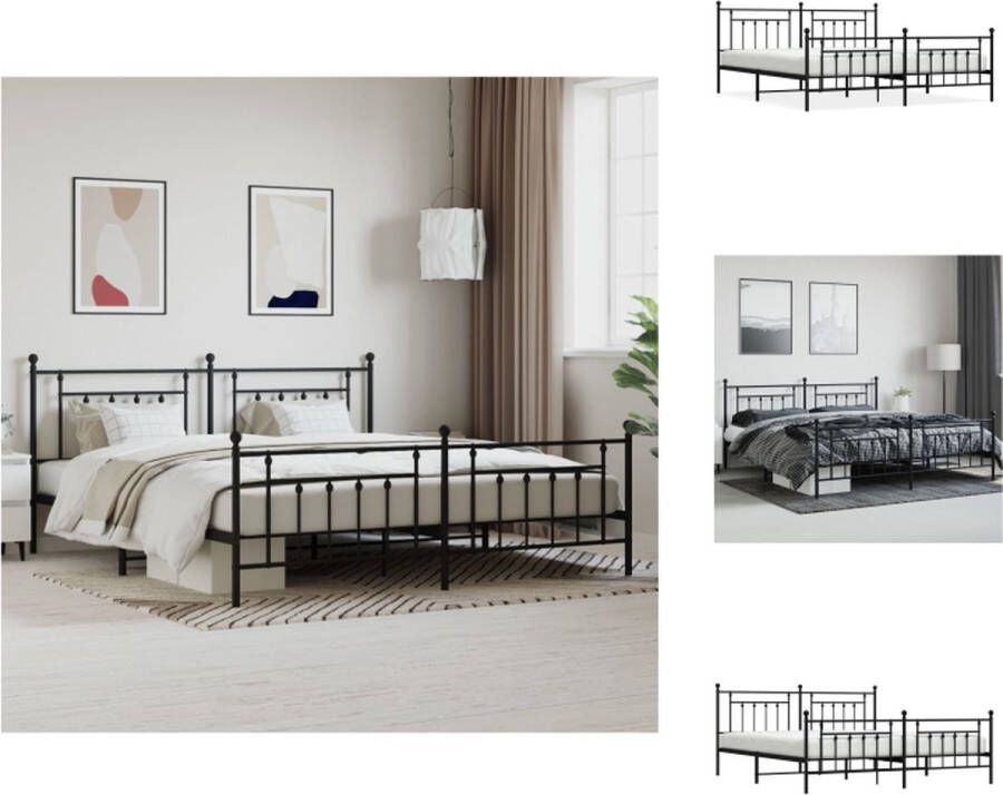 VidaXL Bedframe Classic Staal Zwart 207x198x97 cm Robuust Elegant Bed