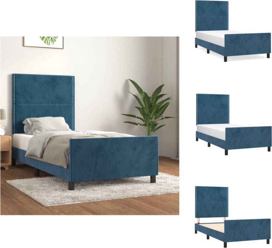 VidaXL Bedframe Comfort Bedframes 203 x 103 x 118 128 cm (L x B x H) Donkerblauw fluweel Bed