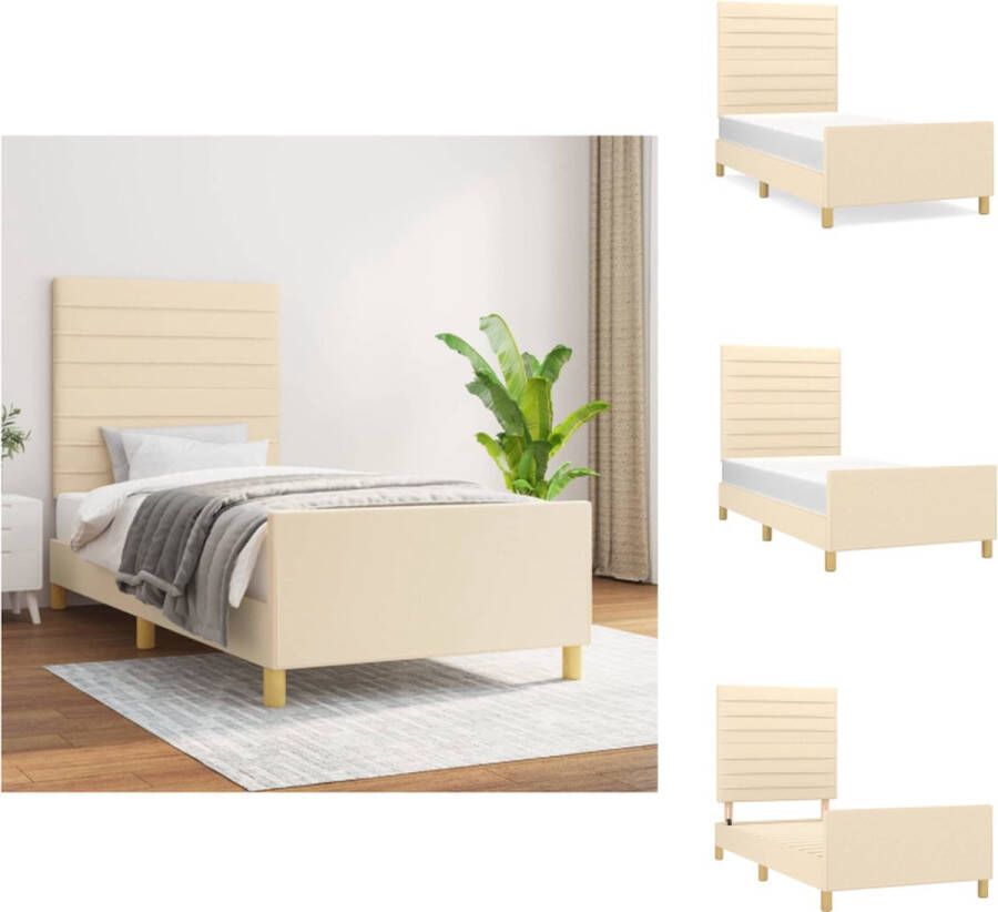 VidaXL Bedframe Comfort Bedframes 203 x 83 x 118 128 cm Crème stof Bed