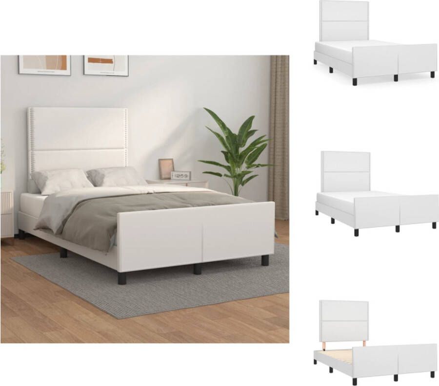 VidaXL Bedframe Comfort Hoofdeinde 203 x 126 x 118 128 cm Verstelbaar hoofdbord en ondersteuning Wit kunstleer Geschikt voor 120 x 200 cm matras Bed
