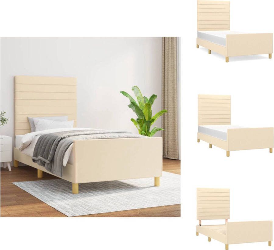 VidaXL Bedframe Crème 203 x 103 x 118 128 cm Verstelbaar hoofdeinde Bed