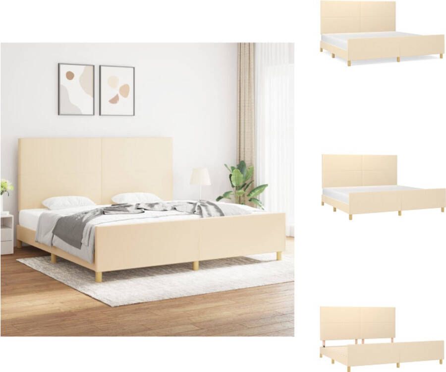 VidaXL Bedframe Crème 203x206x118 128 cm Verstelbaar hoofdeinde multiplex lattenbodem comfortabele ondersteuning Bed