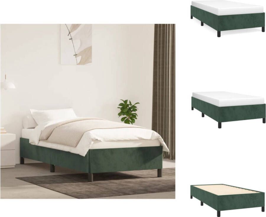 VidaXL Bedframe Donkergroen Fluweel Een comfortabele en stabiele toevoeging aan elke slaapkamer Afmetingen- 203 x 83 x 35 cm Geschikte matras- 80 x 200 cm Bed