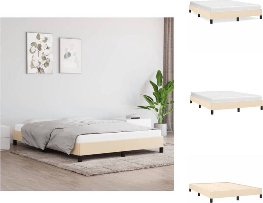 VidaXL Bedframe Duurzaam Bedframe Afmeting- 203x143x25cm Ken- Crème kleurig Bed
