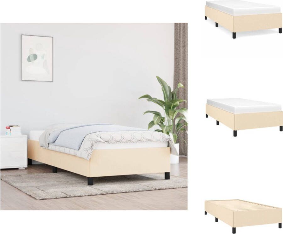 VidaXL Bedframe Duurzaam Bedframe Afmetingen- 193 x 93 x 35 cm Kleur- Crème Bed