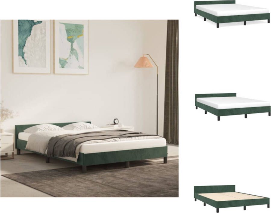 VidaXL Bedframe Fluweel Donkergroen 193 x 143 x 50 cm Inclusief montagehandleiding Bed