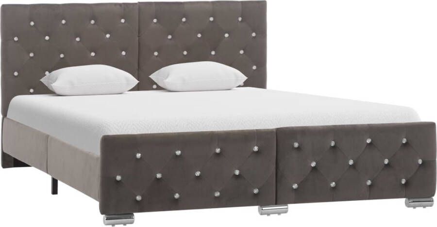 VidaXL -Bedframe-fluweel-grijs-140x200-cm