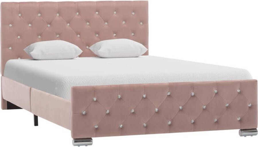 VidaXL -Bedframe-fluweel-roze-120x200-cm