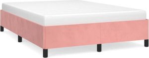 VidaXL Bedframe fluweel roze 140x200 cm