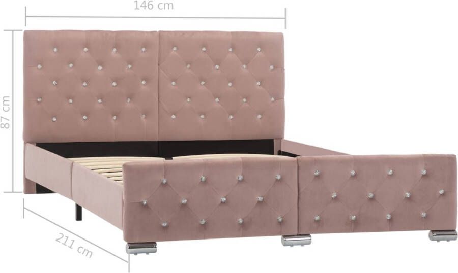 VidaXL -Bedframe-fluweel-roze-140x200-cm