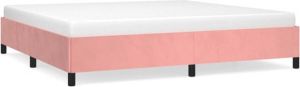 VidaXL Bedframe fluweel roze 200x200 cm