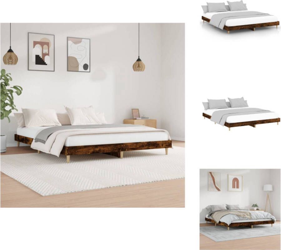 VidaXL Bedframe Gerookt eiken 203 x 163 x 20 cm Multiplex lattenbodem Bed