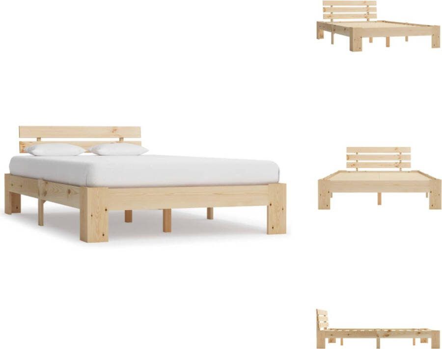 VidaXL Bedframe Grenenhout 140x200 cm Naturel Sterk en duurzaam Bed
