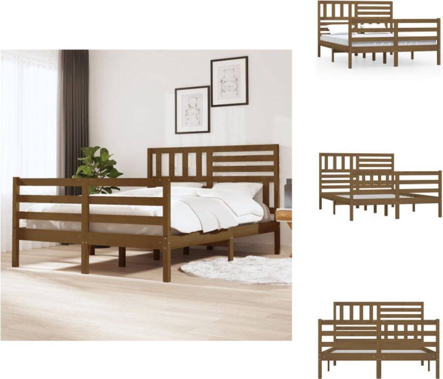 VidaXL Bedframe Grenenhout 150 x 200 cm Honingbruin Bed