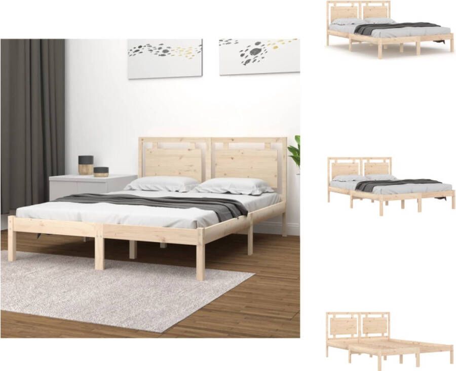 VidaXL Bedframe Grenenhout 205.5 x 125.5 x 31 cm Multiplex lattenbodem Bed