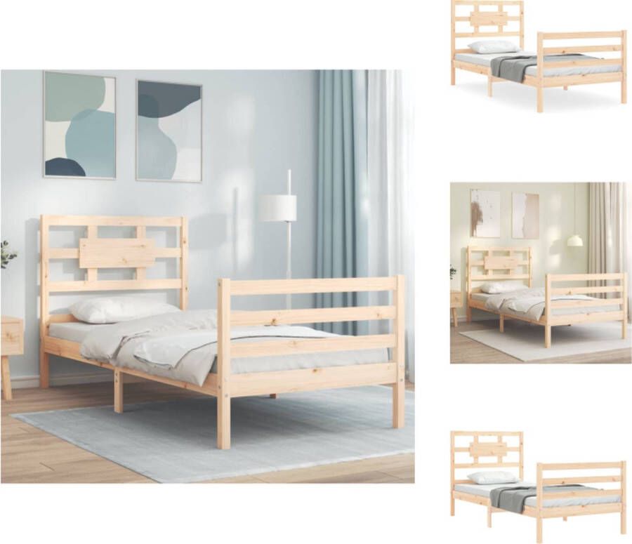 VidaXL Bedframe Grenenhout 205.5 x 95.5 x 100 cm Multiplex lattenbodem Bed